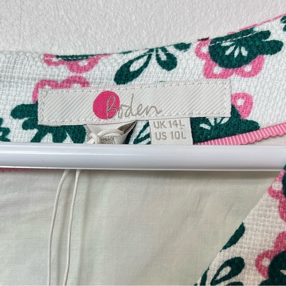 NWT Boden Tatiana Textured Dress Ivory Pink Trellis Tile Print Size 10L Womens - Picture 8 of 10